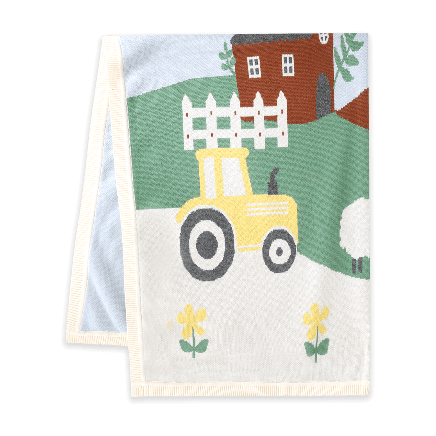 Sunny Farm - Organic Cotton Jacquard Knit Baby Blanket (Folded)
