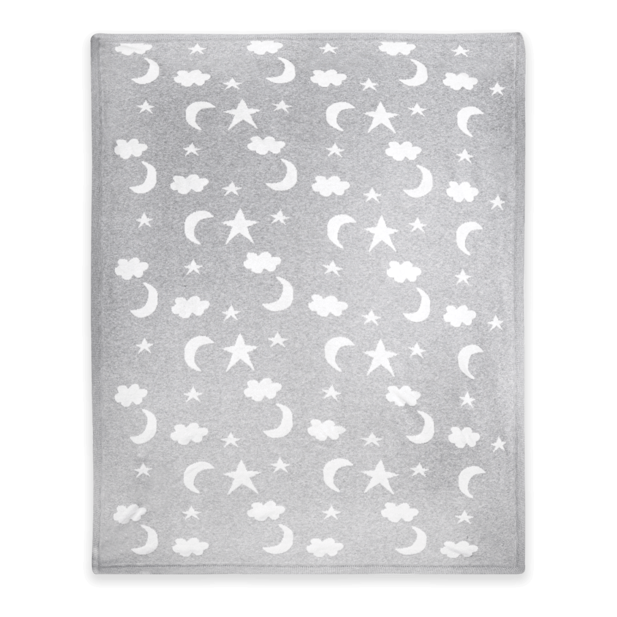 Moon & Stars Dream Organic Baby Jacquard Knit Blanket - Heather Grey (Flat)