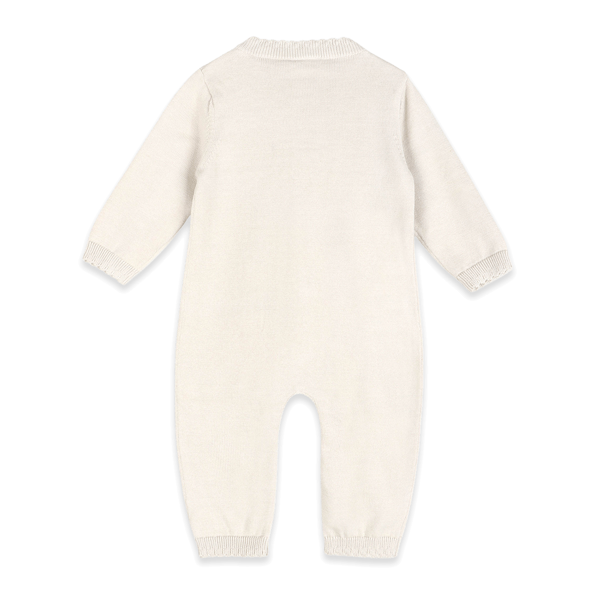 Organic Cotton Evie Bow Pointelle Knit Baby Jumpsuit, Back