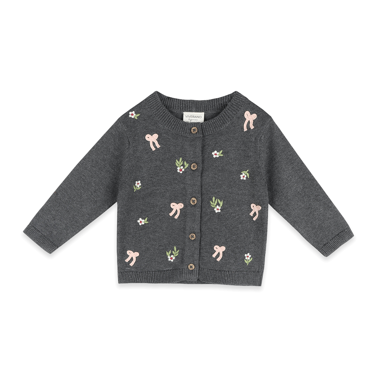 Hazel 3D Bow Knit Baby Cardigan, Organic Cotton