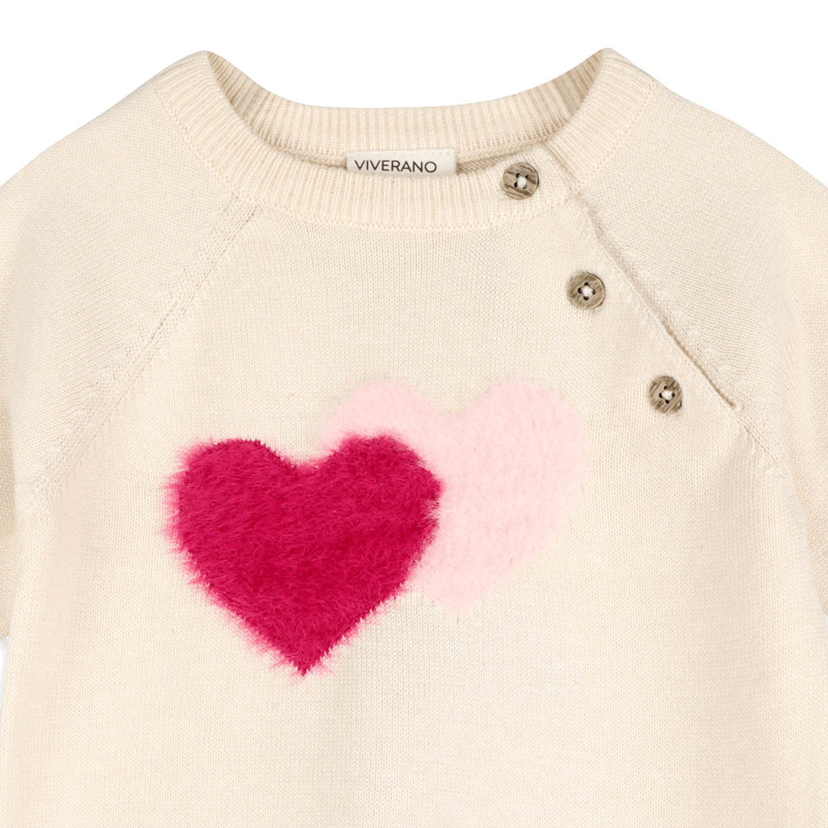 Organic Cotton Fuzzy Hearts Baby Sweater Pullover, Detail