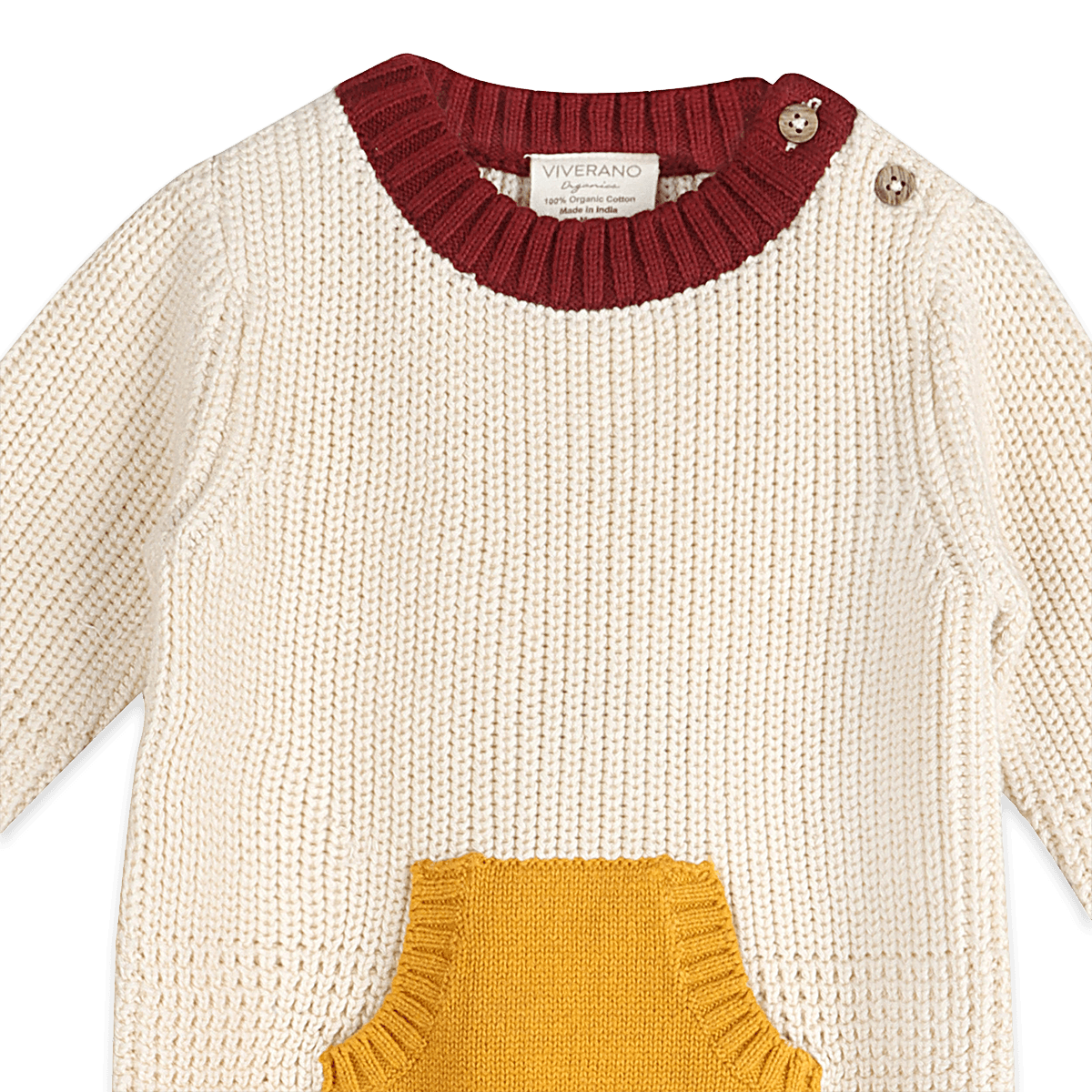 Organic Cotton Oliver Chunky Knit Baby Jumpsuit, Detail