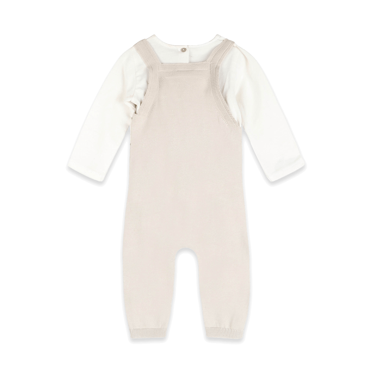 Organic Cotton Bear Fair Isle Knit Baby Overall Set, Back with Bodysuit