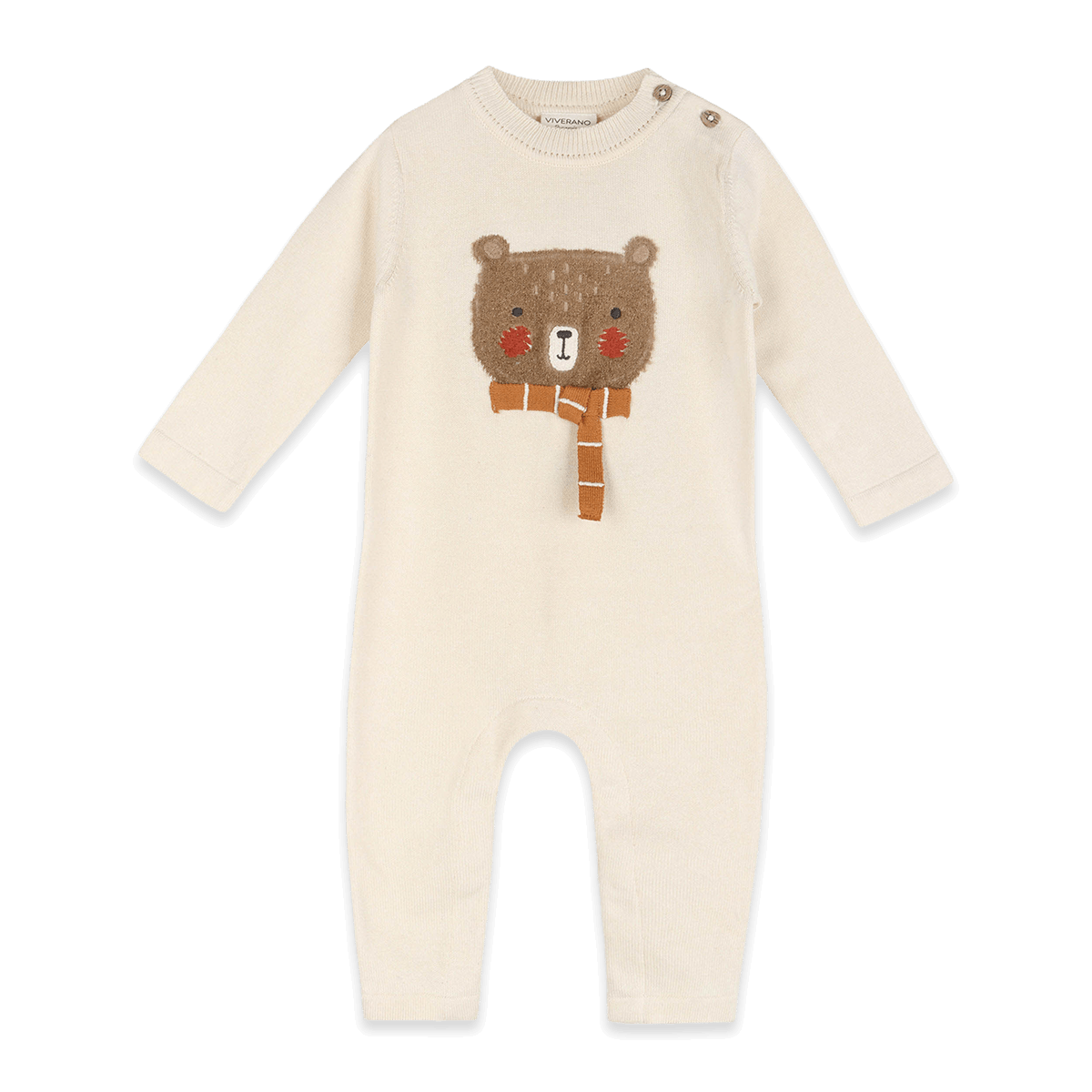 Furry Bear Knit Baby Jumpsuit, Organic Cotton