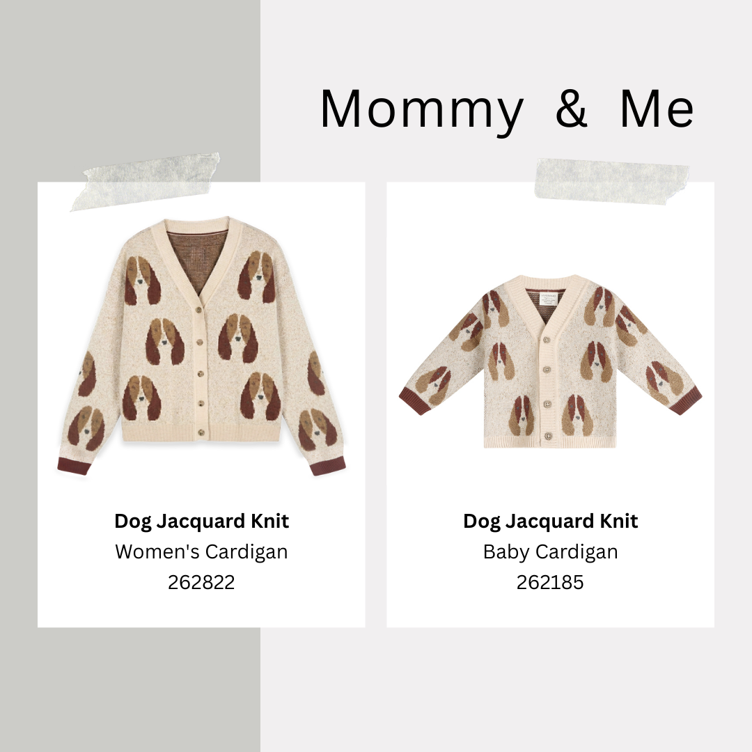 Matching Dog Jacquard Knit Cardigans for Mommy and Baby by Viverano
