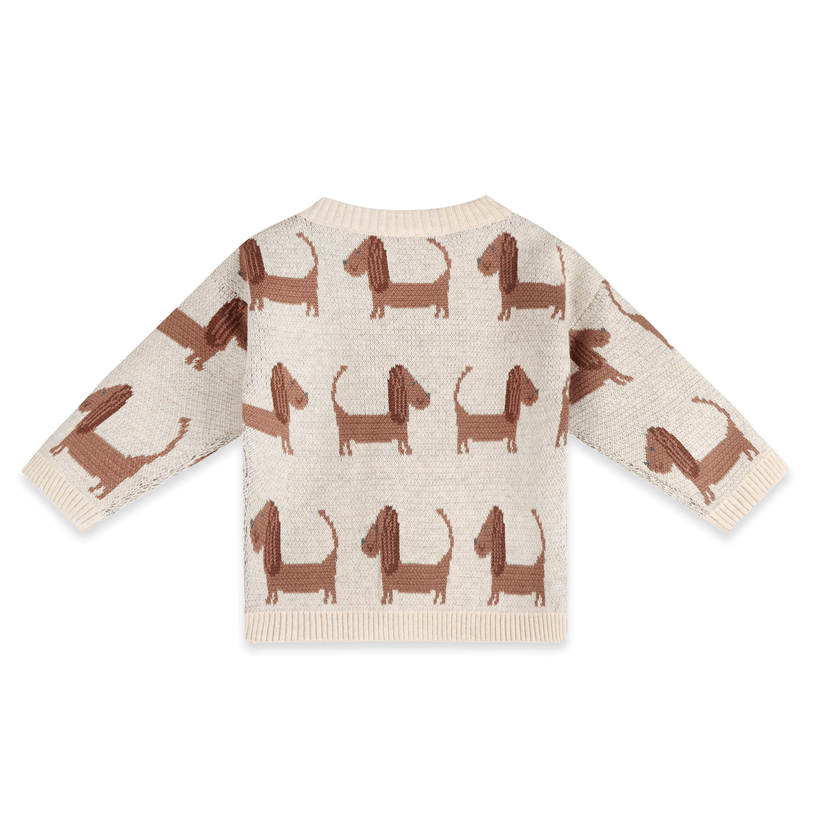 Organic Cotton Doxie Dog Jacquard Knit Baby Pullover, Back