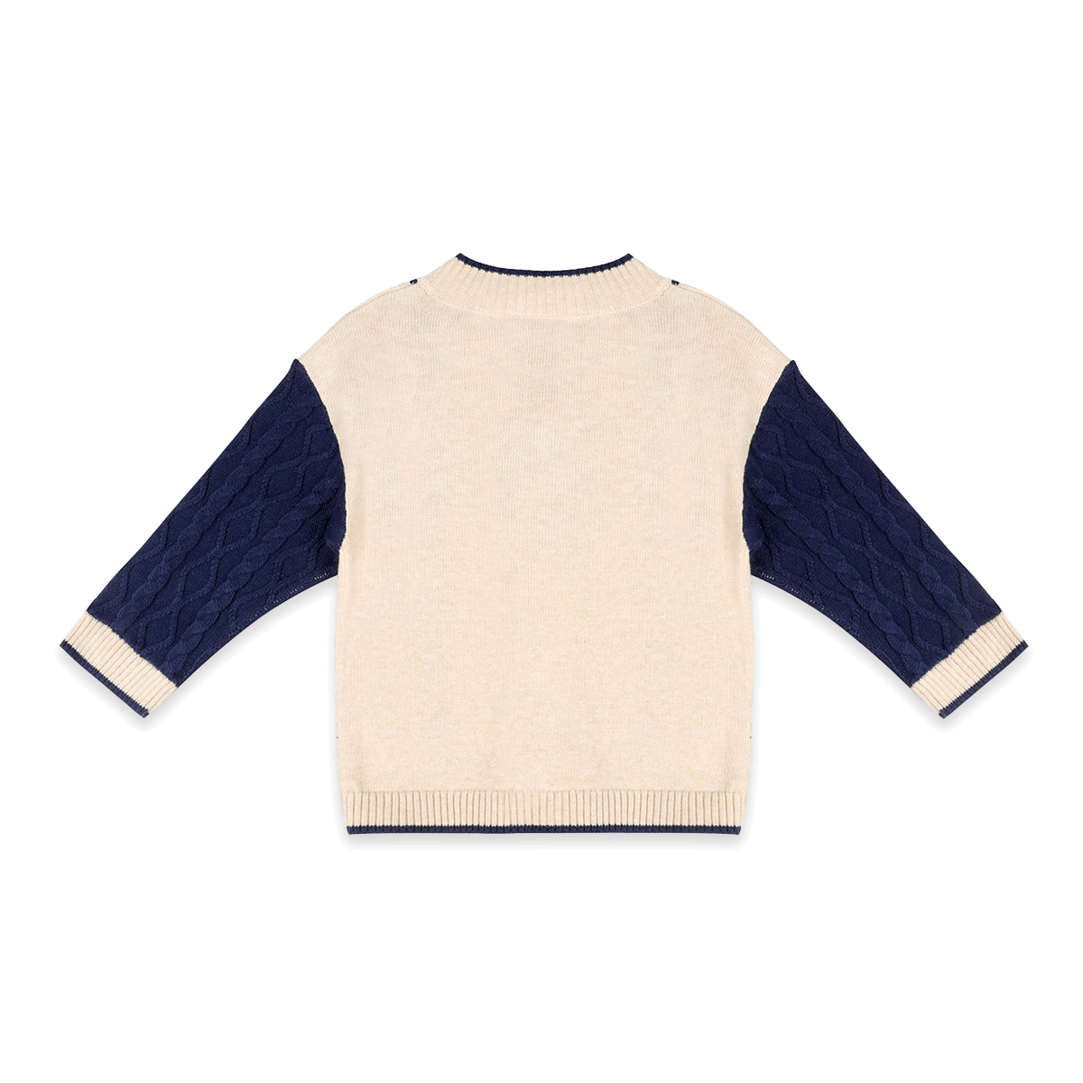 Organic Cotton Anchor Stripe Knit Baby Cardigan, Back