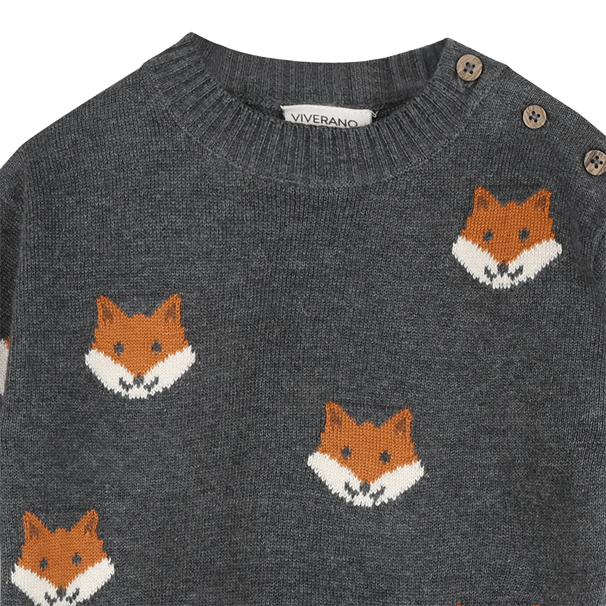 Organic Cotton Fox Baby Knit Pullover, Detail