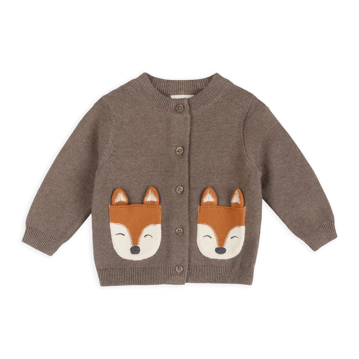 Organic Cotton Fox Pocket Baby Knit Cardigan