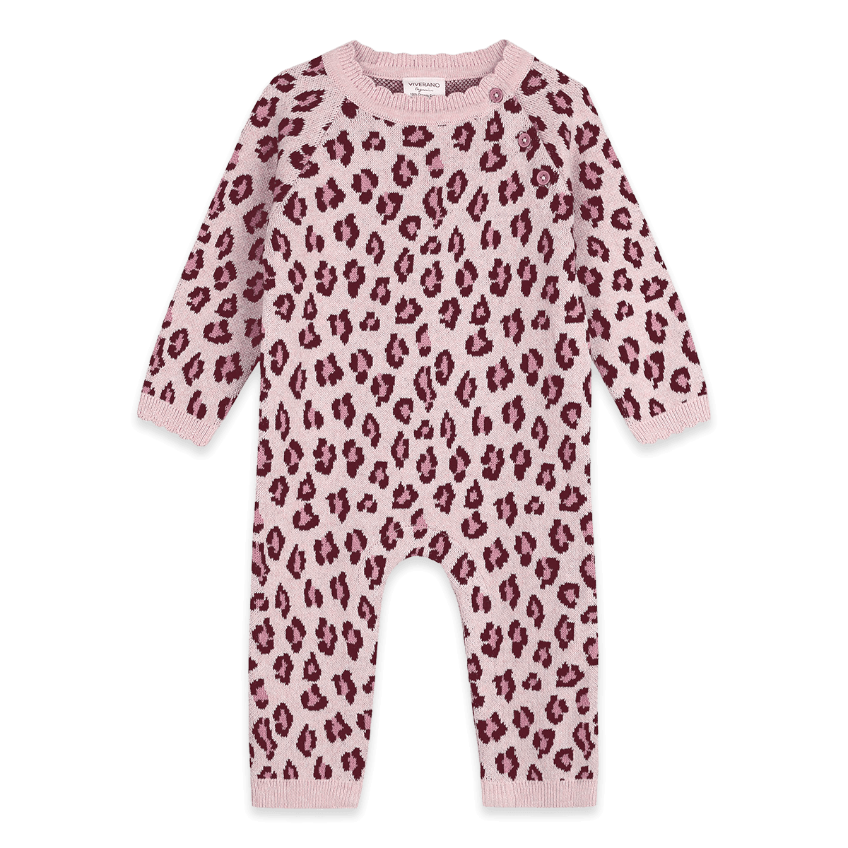 Leopard Jacquard Knit Baby Jumpsuit, Organic Cotton
