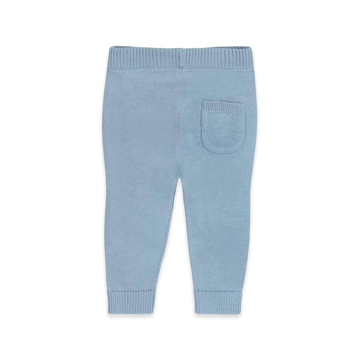 Mineral Blue Organic Cotton Pocket Sweater Knit Baby Legging Pants, Back