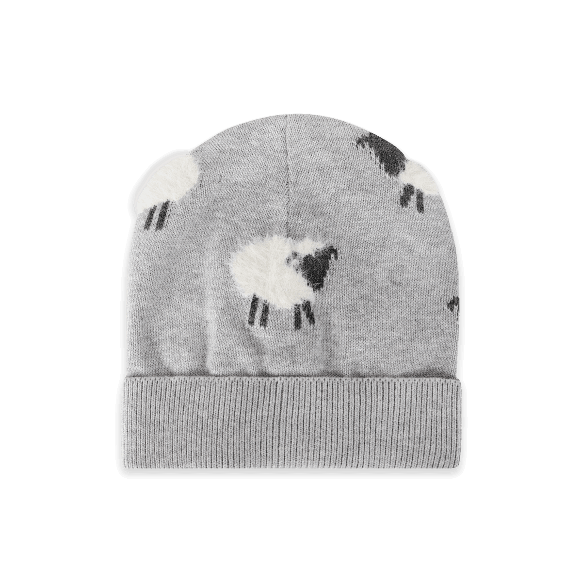 Furry Sheep Knit Round Baby Beanie Hat, Organic Cotton