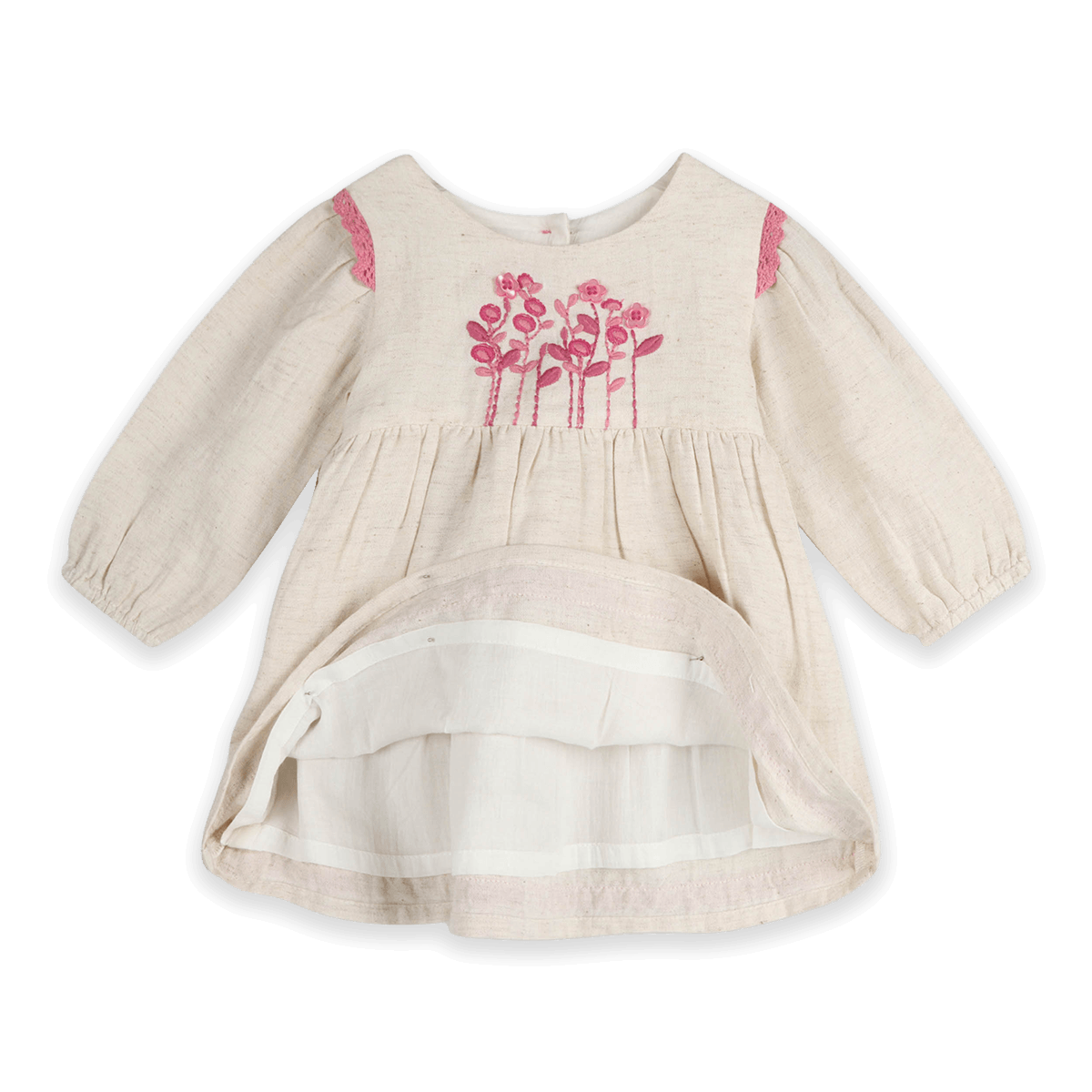 Colette Embroidered Baby Dress & Bloomer Set (Organic Cotton) - Voile Lining