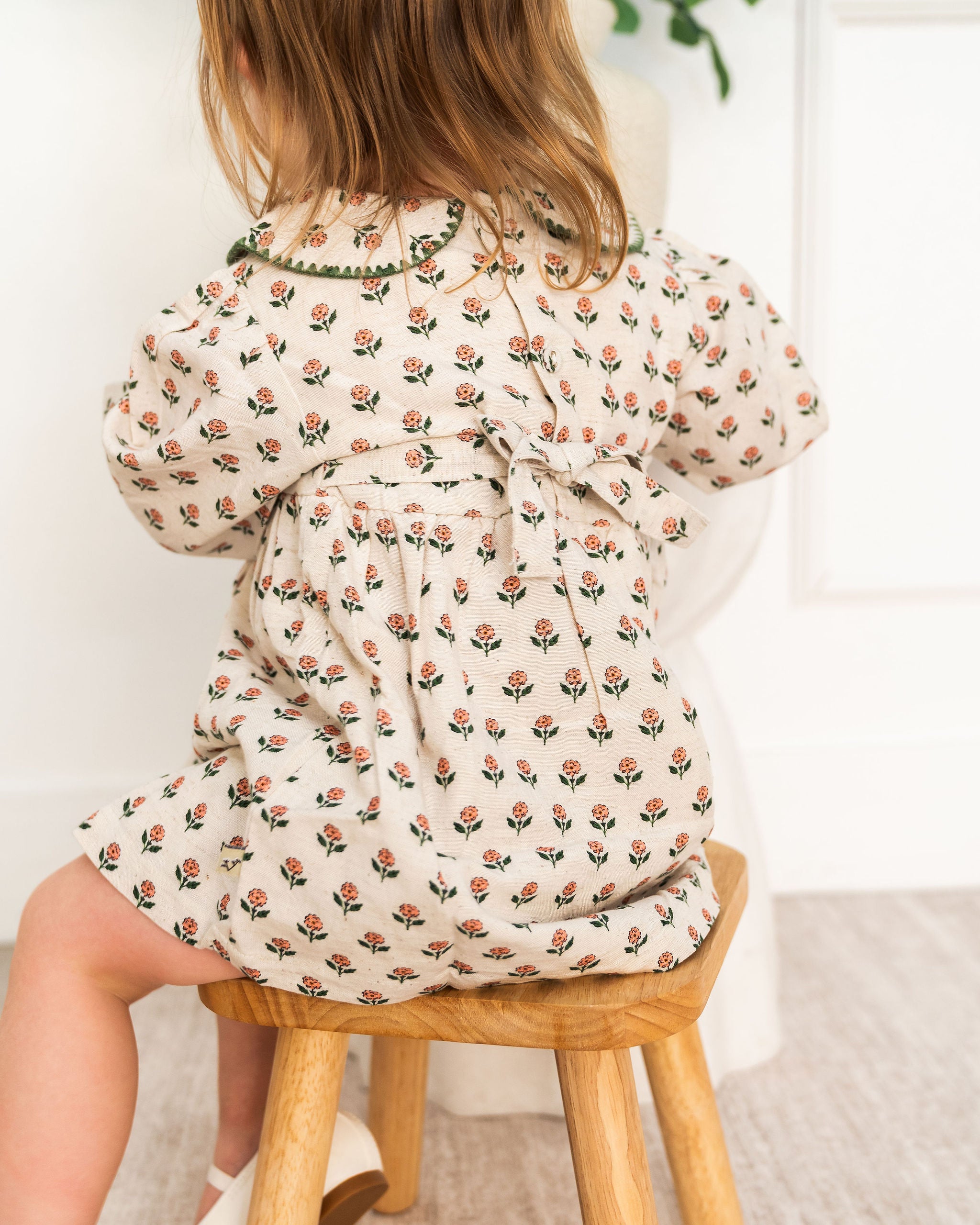 Rosamund Block Print Floral Baby Dress & Bloomer Set (Organic Cotton)