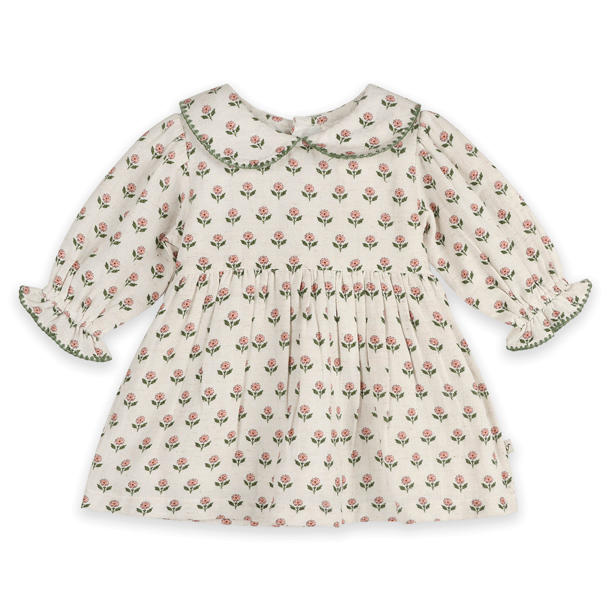 Rosamund Block Print Floral Baby Dress & Bloomer Set (Organic Cotton) - Front