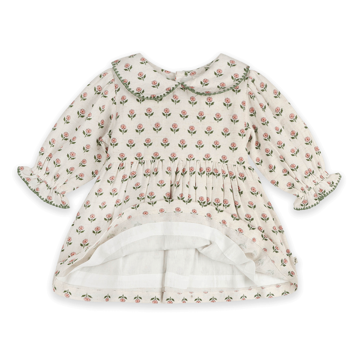 Rosamund Block Print Floral Baby Dress & Bloomer Set (Organic Cotton) - Voile Lining