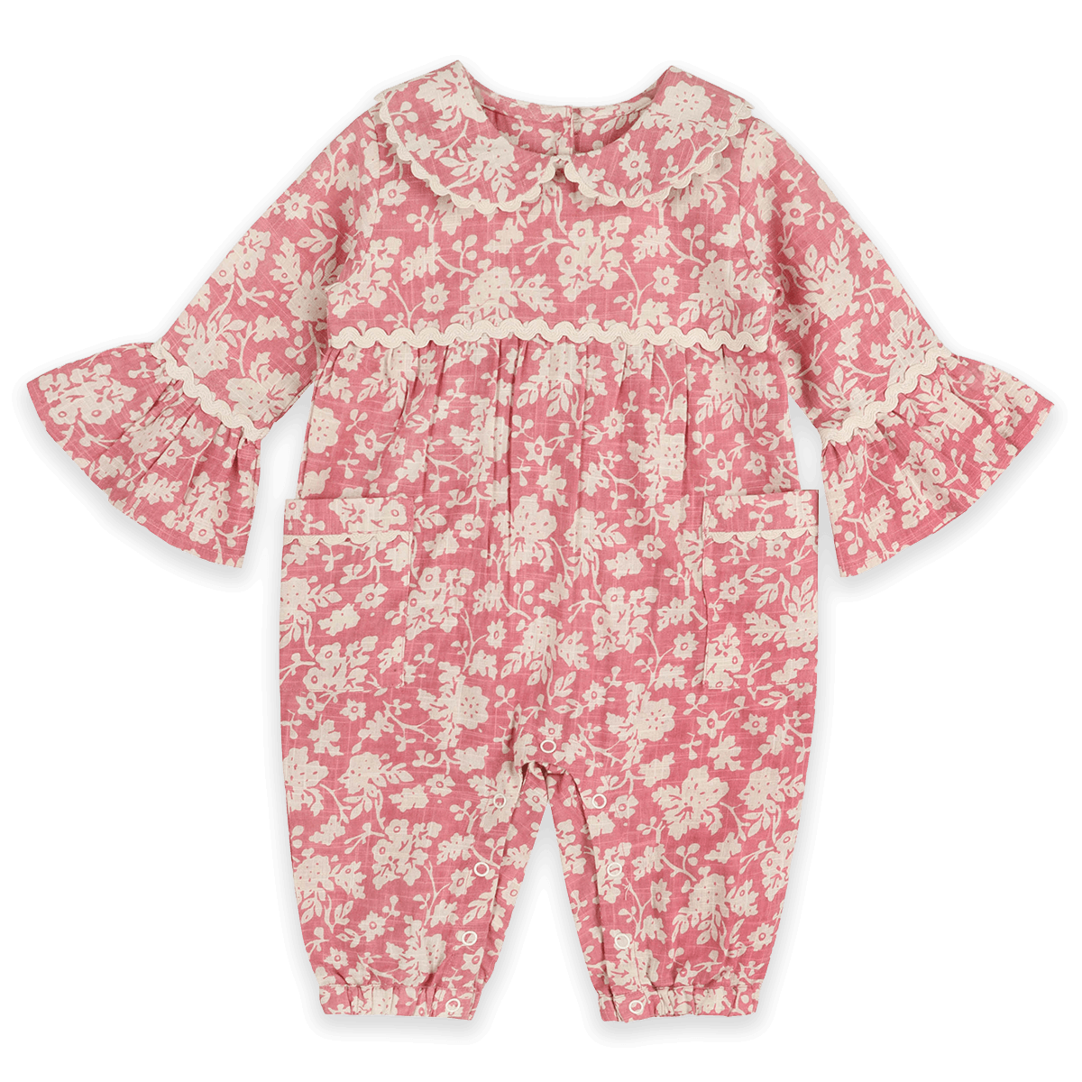 Beatrice Floral Baby Jumpsuit & Headband (Organic Cotton) - Front