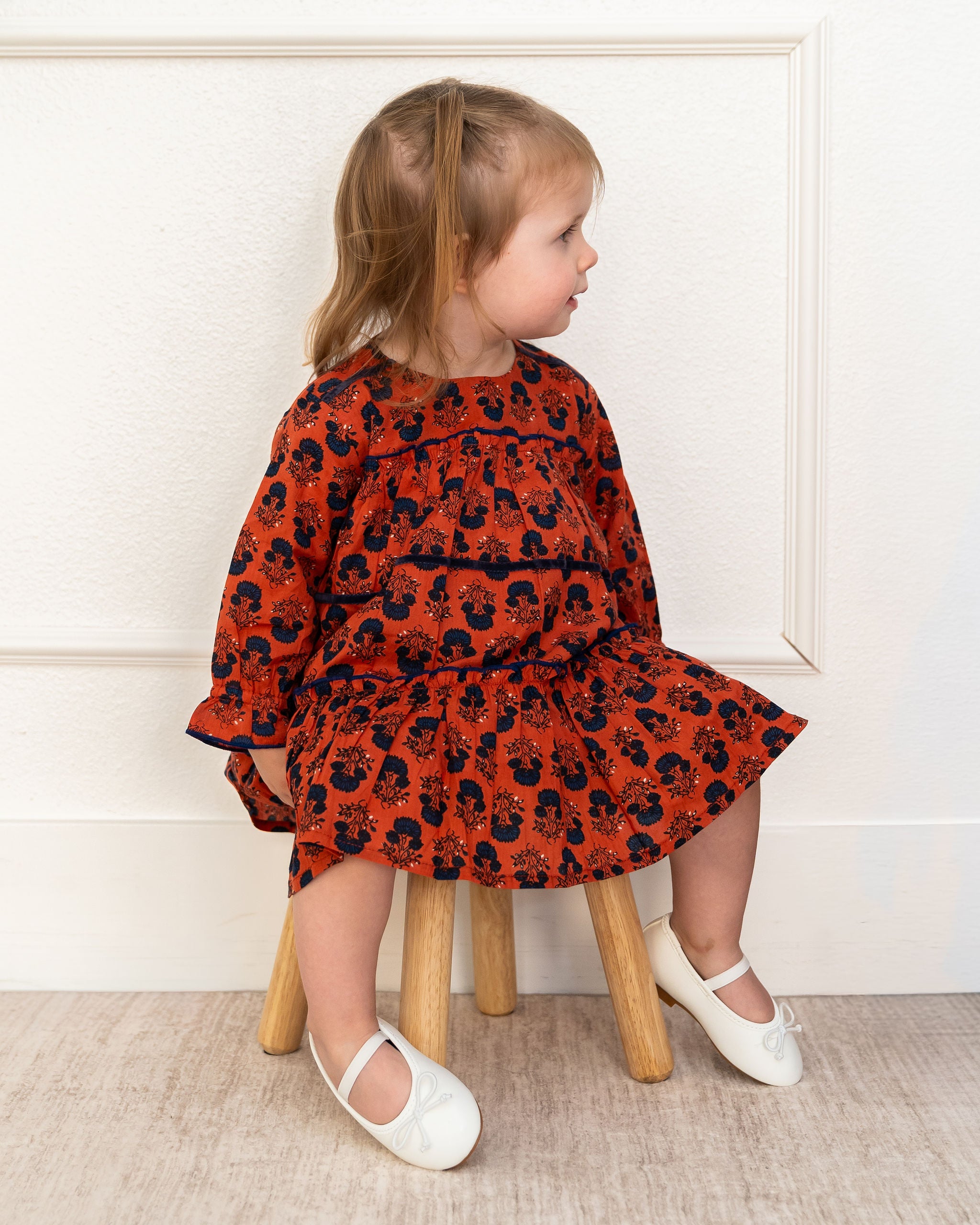 Viverano Isadora Tiered Jaipur Floral Baby Dress & Bloomer Set (Organic Cotton) - Front