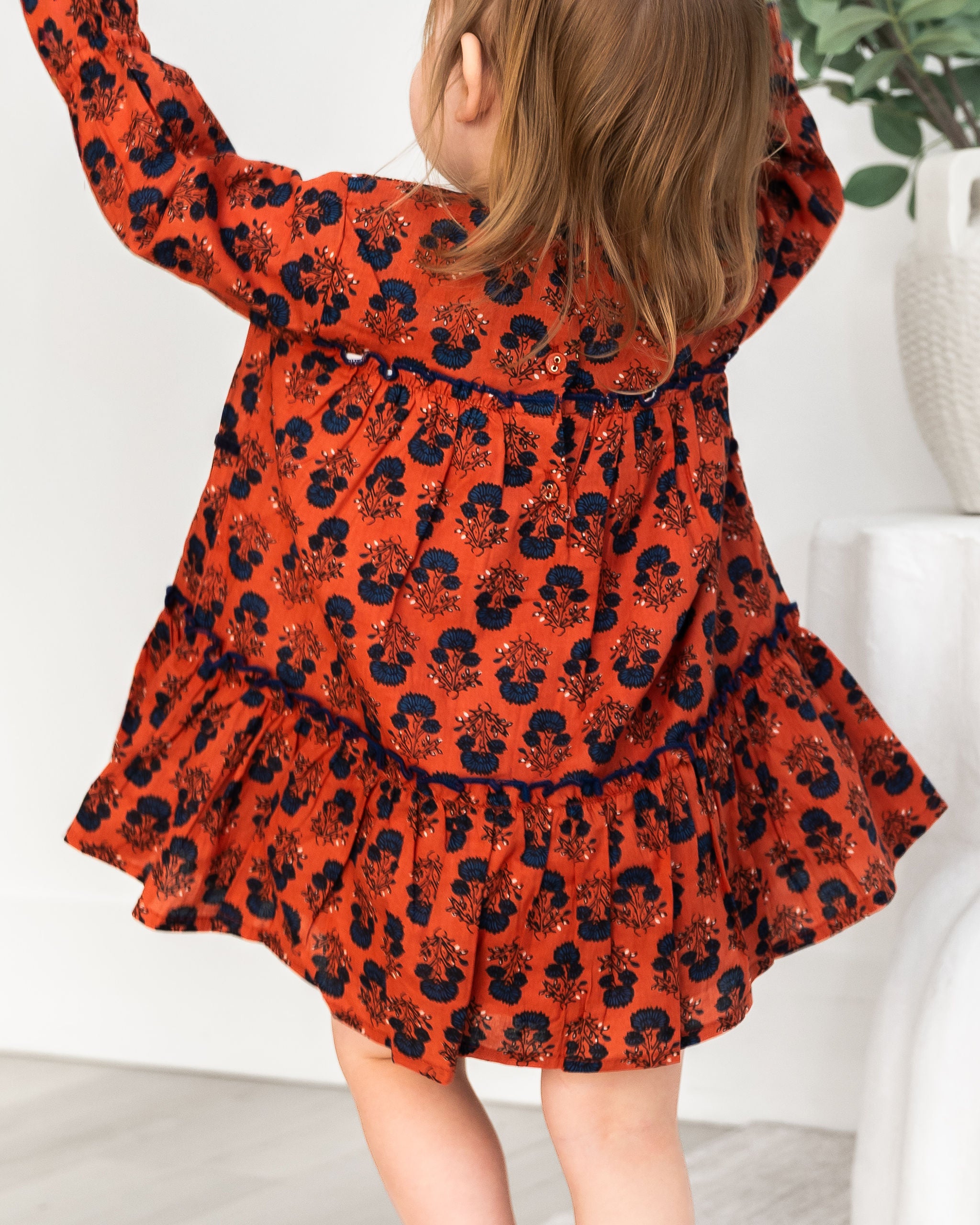 Viverano Isadora Tiered Jaipur Floral Baby Dress & Bloomer Set (Organic Cotton) - Back