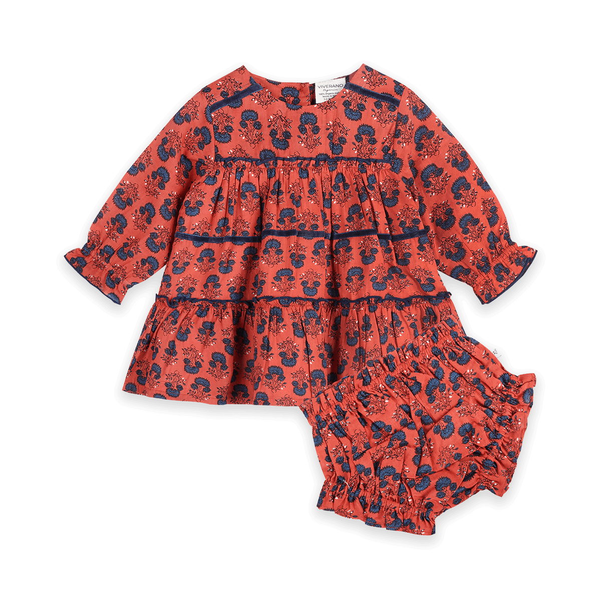 Isadora Tiered Jaipur Floral Baby Dress & Bloomer Set (Organic Cotton) - Outfit