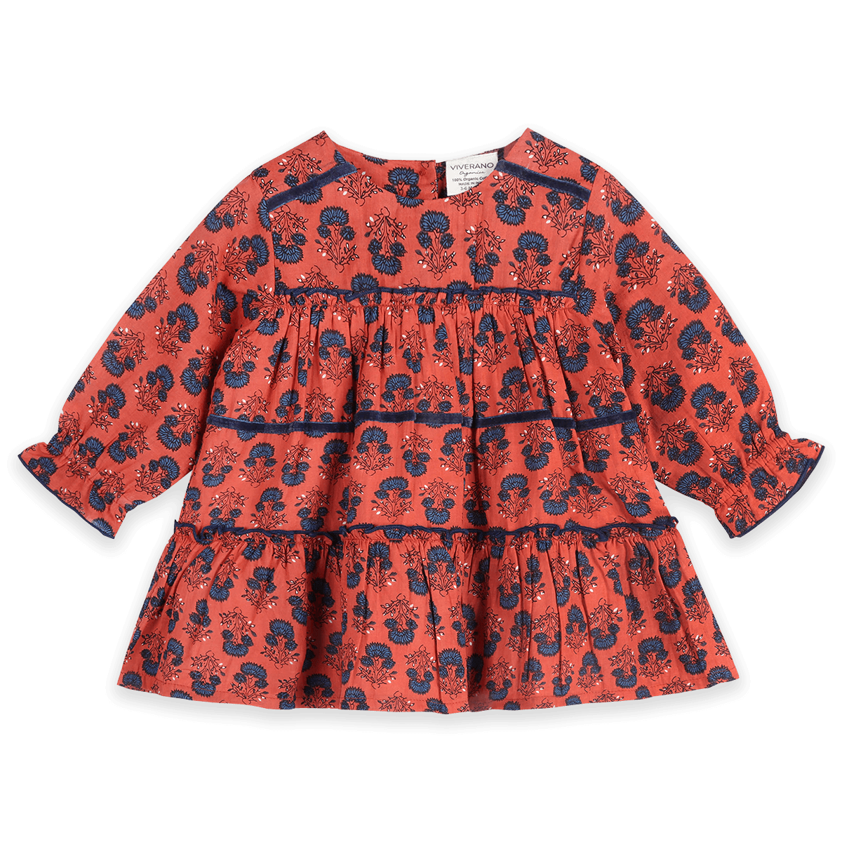 Isadora Tiered Jaipur Floral Baby Dress & Bloomer Set (Organic Cotton) - Front