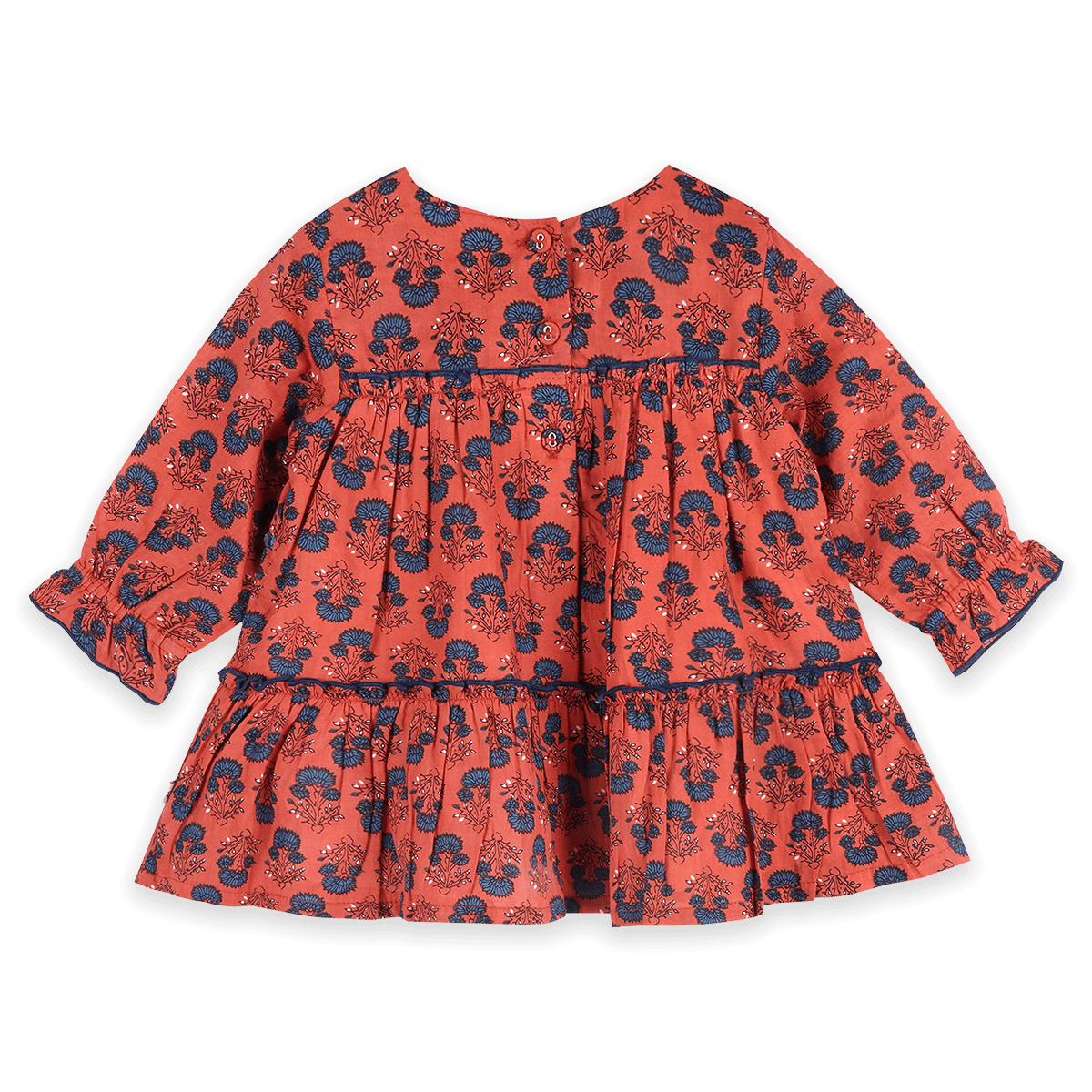 Isadora Tiered Jaipur Floral Baby Dress & Bloomer Set (Organic Cotton) - Back