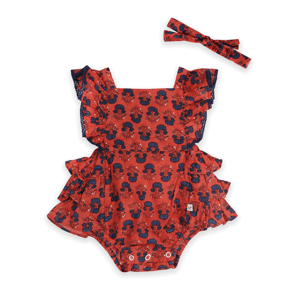 Isadora Jaipur Floral Baby Romper & Headband Set (Organic Cotton) - Outfit
