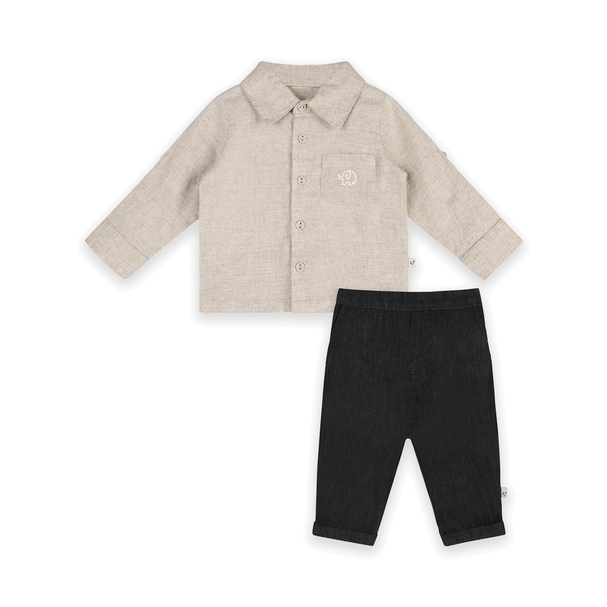 Oscar Linen Shirt & Denim Pant Set (Organic Cotton) - Outfit