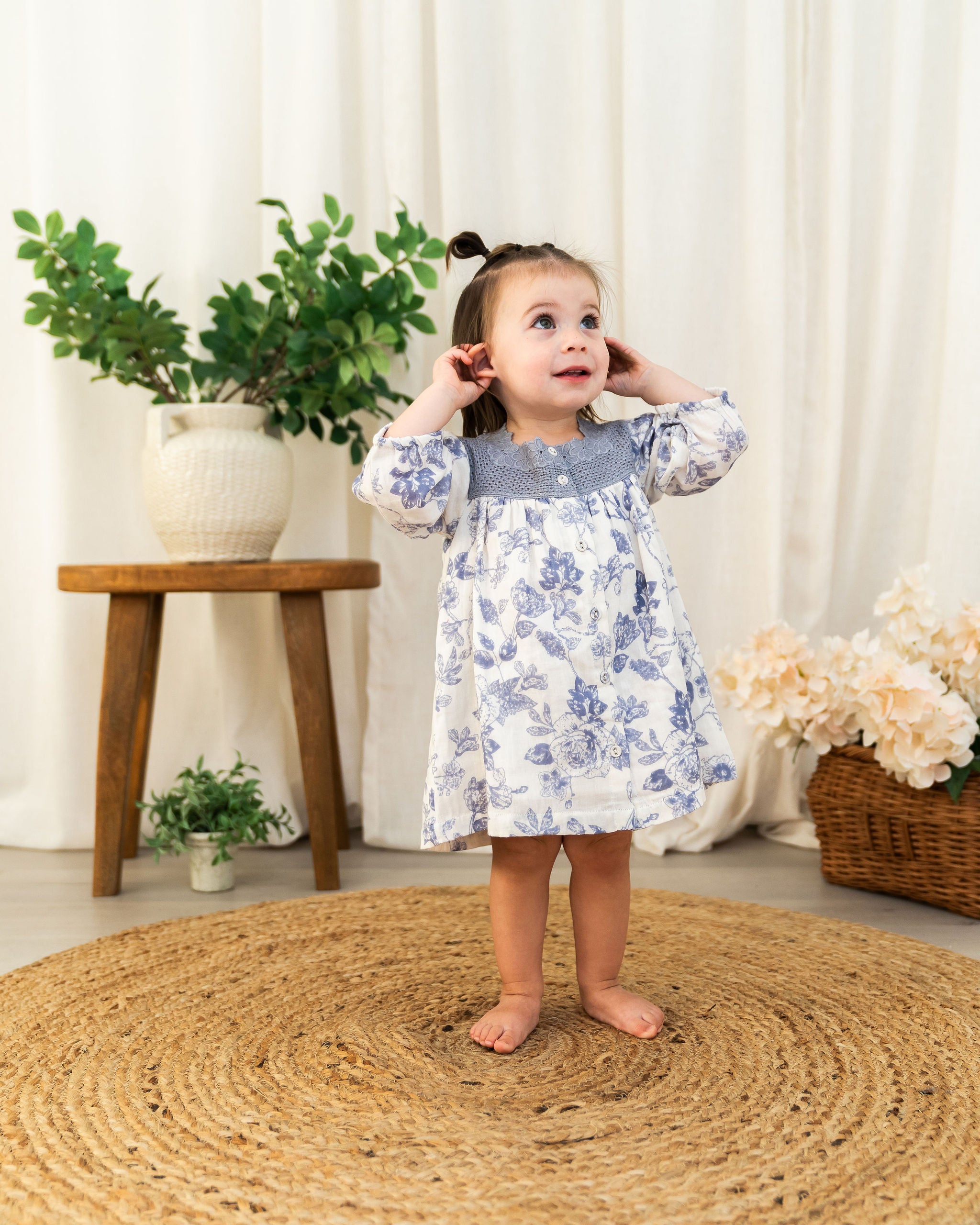Viverano Claudia Floral Baby Dress & Bloomer Set (Organic Muslin) - Front