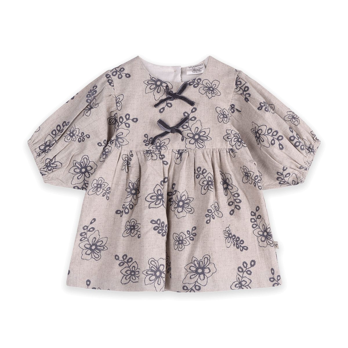 Theresa Floral Baby Dress with Bows & Bloomer Set (Organic Cotton) - Front