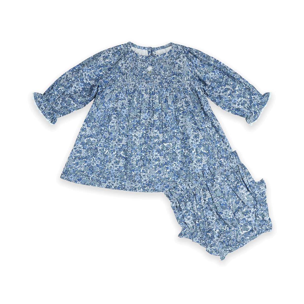 Cecilia Floral Baby Dress with Bows & Bloomer Set (Organic Cotton) - Outfit