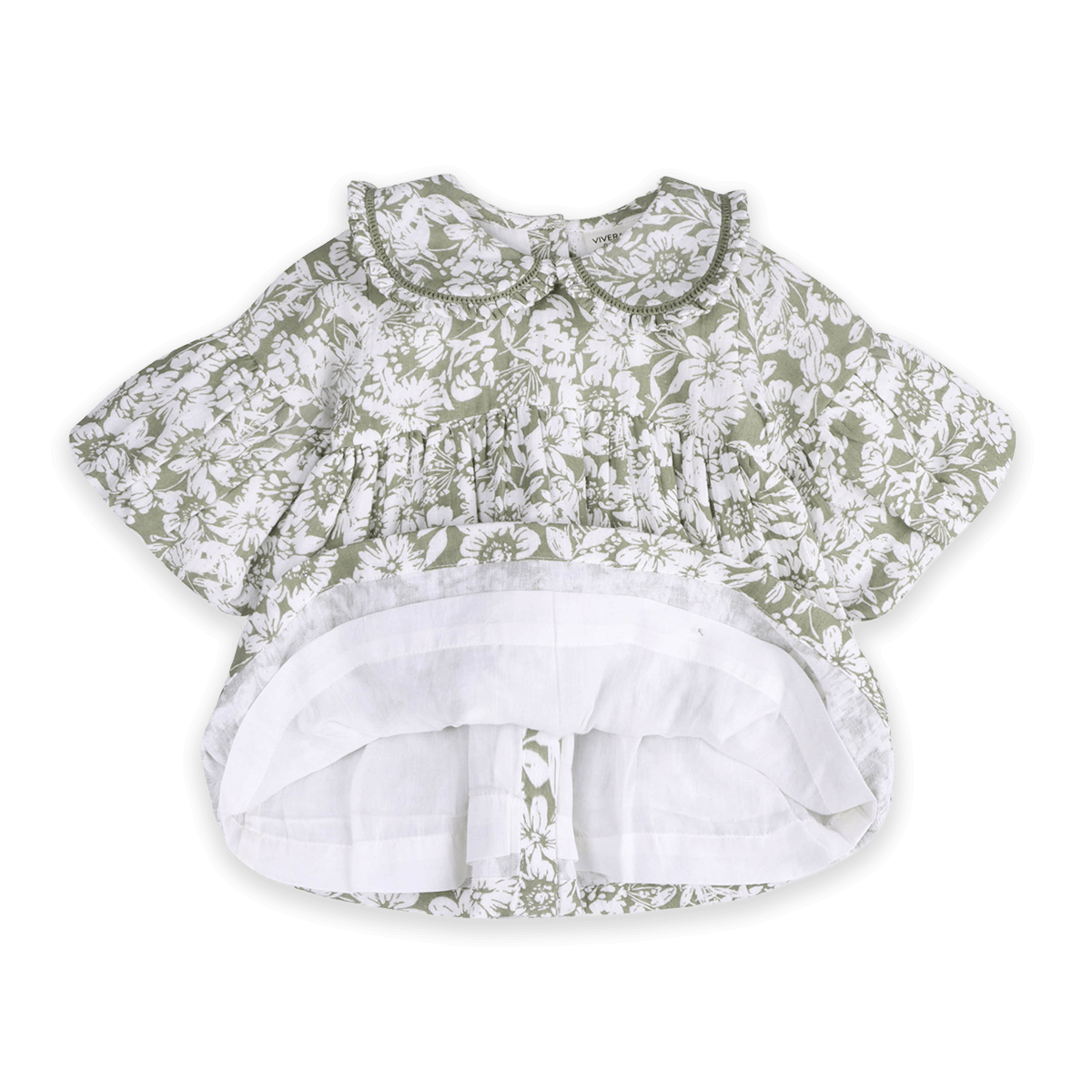 Lucille Floral Baby Dress & Bloomer Set (Organic Muslin) - Voile Lining
