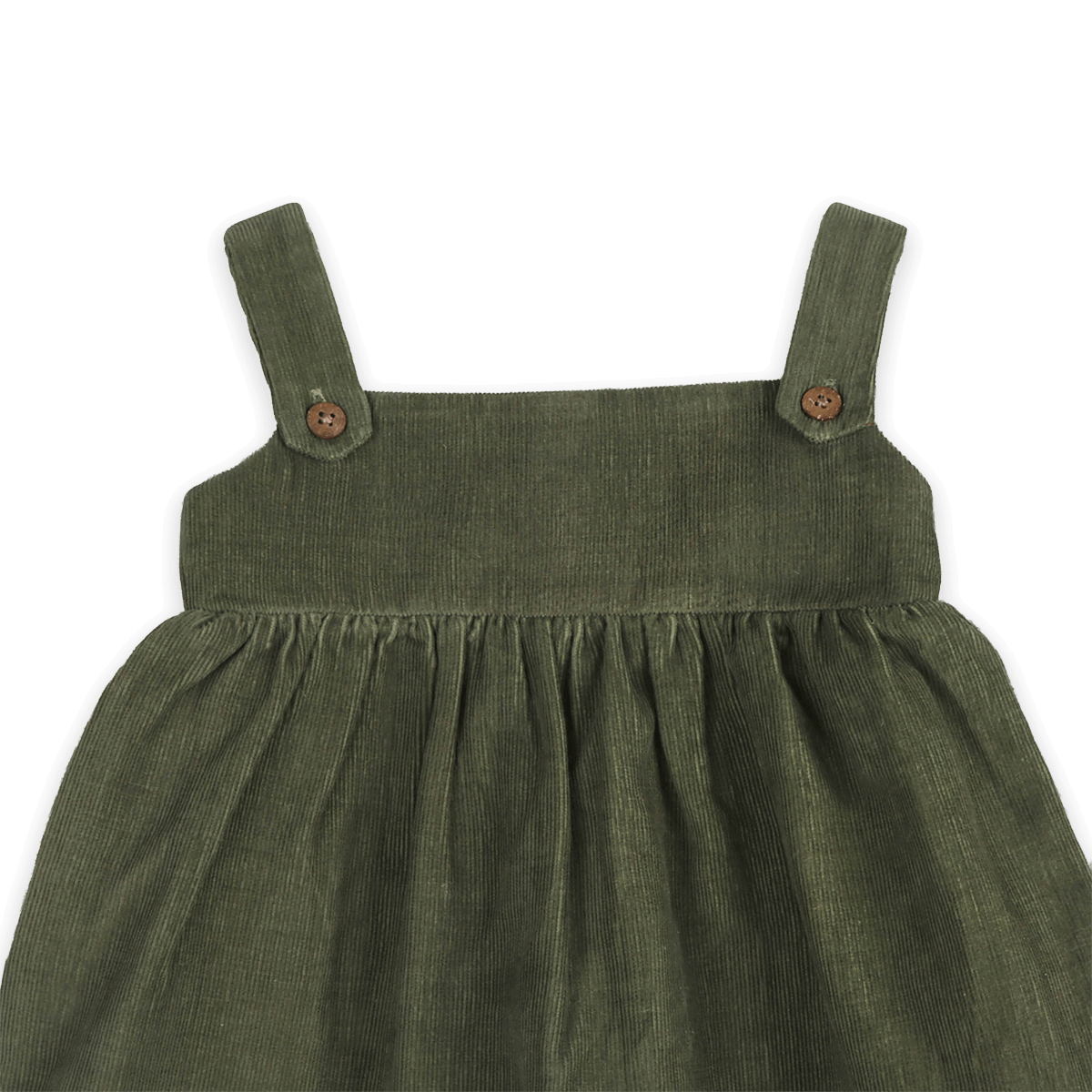 Lucille Floral Corduroy Pinafore Baby Dress & Bloomer Set (Organic Cotton) - Detail