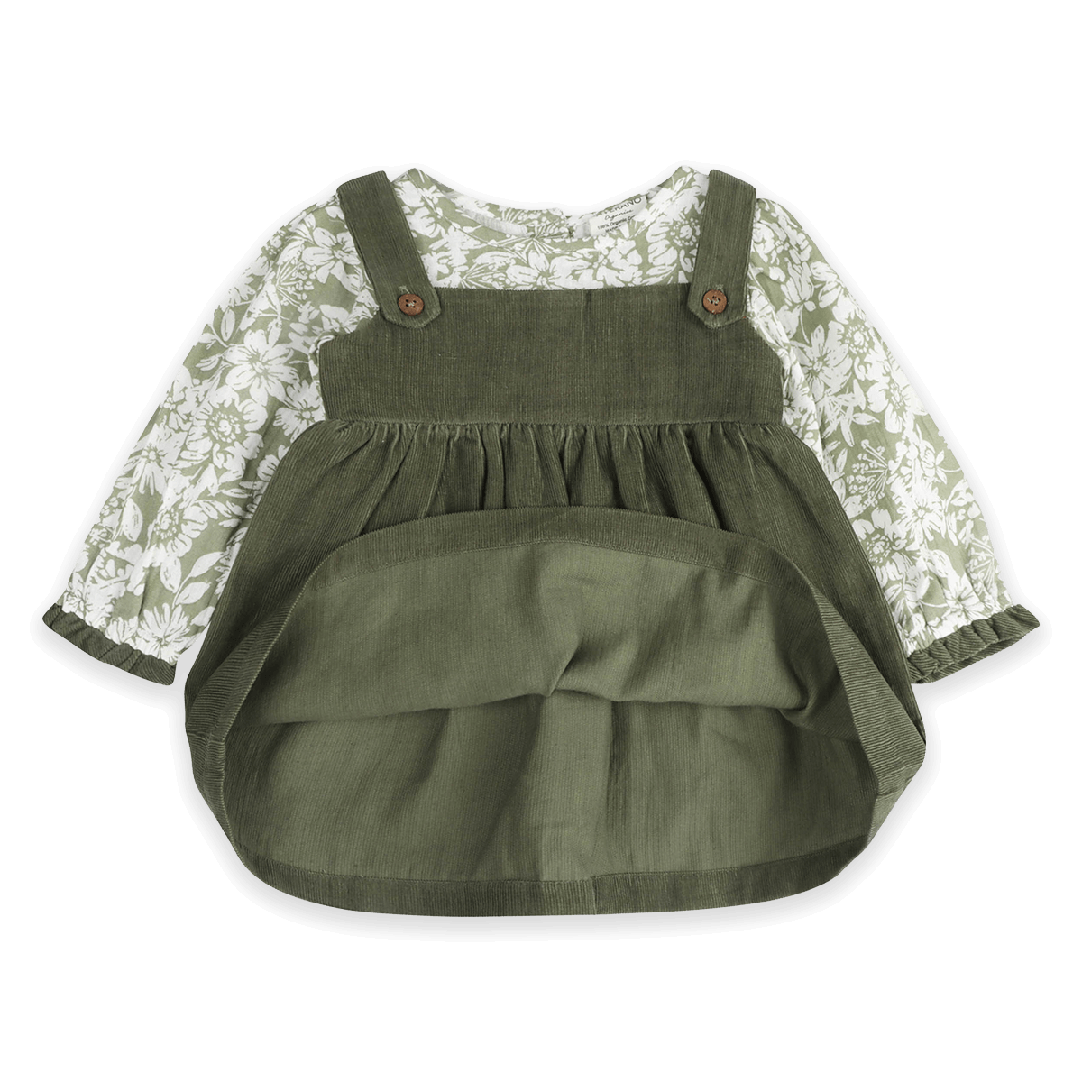 Lucille Floral Corduroy Pinafore Baby Dress & Bloomer Set (Organic Cotton) - Texture