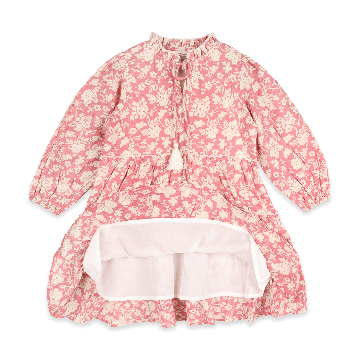 Jasmine Layered Girl Dress - Pink Floral (Organic Cotton) - Voile Lining