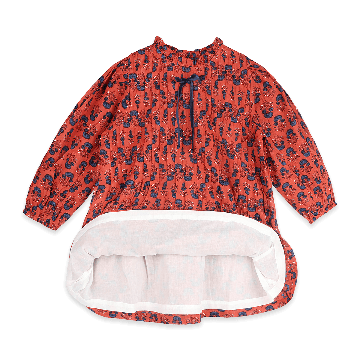 Myra Pleated Girl Dress - Terracotta (Organic Cotton) - Voile Lining