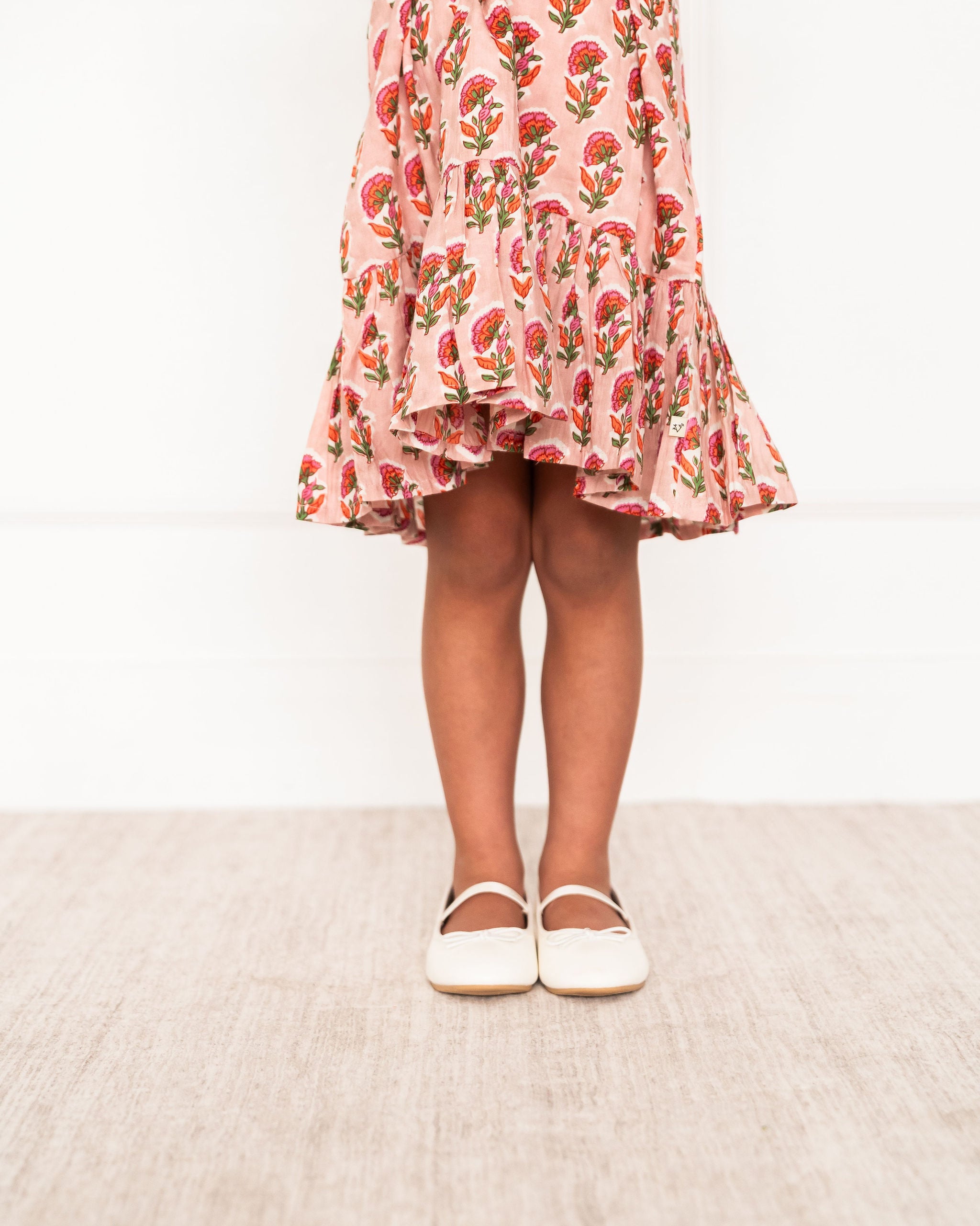 Viverano Organics Jocelyn Floral Girl Dress - Pink (Organic Cotton) - Detail