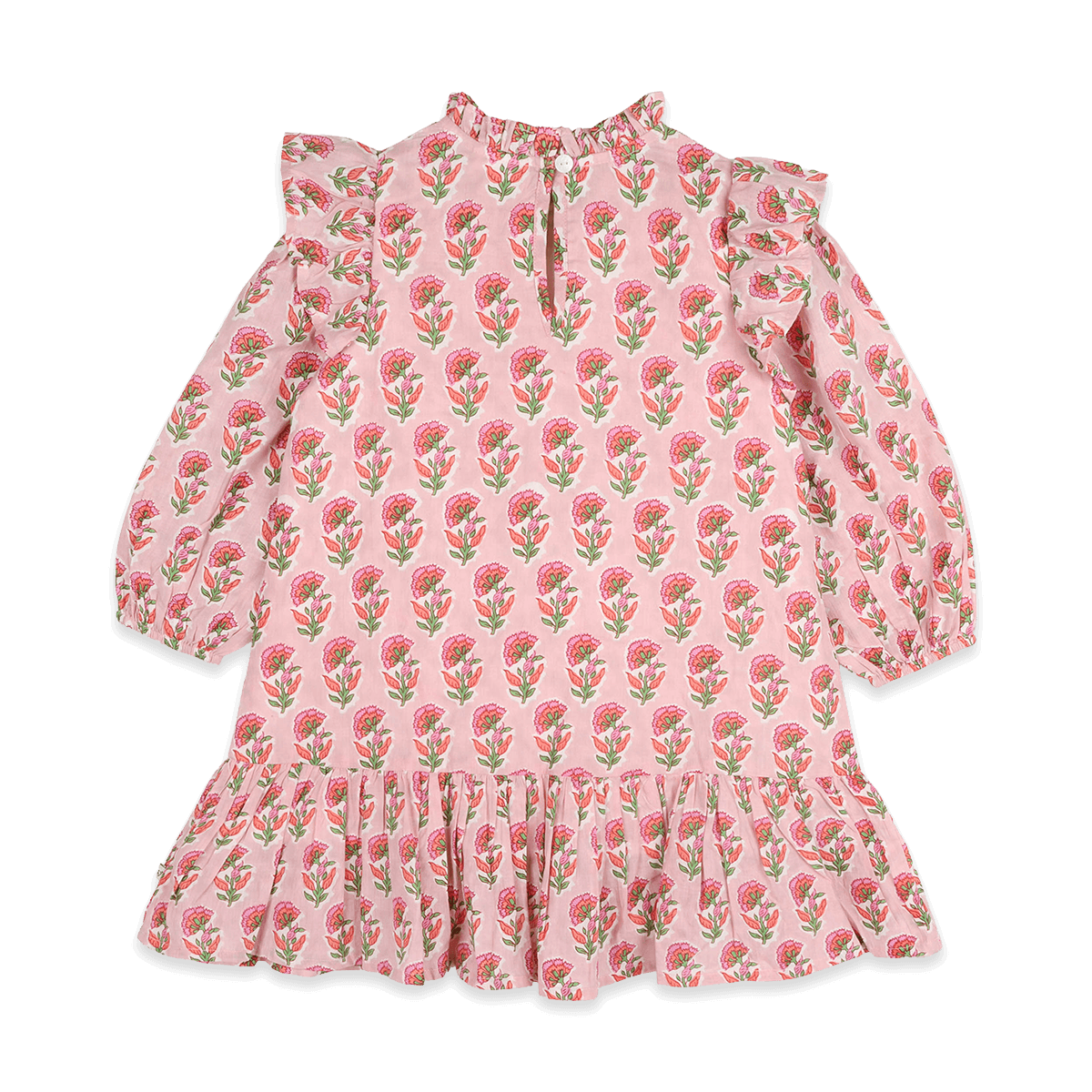 Jocelyn Floral Girl Dress - Pink (Organic Cotton) - Back