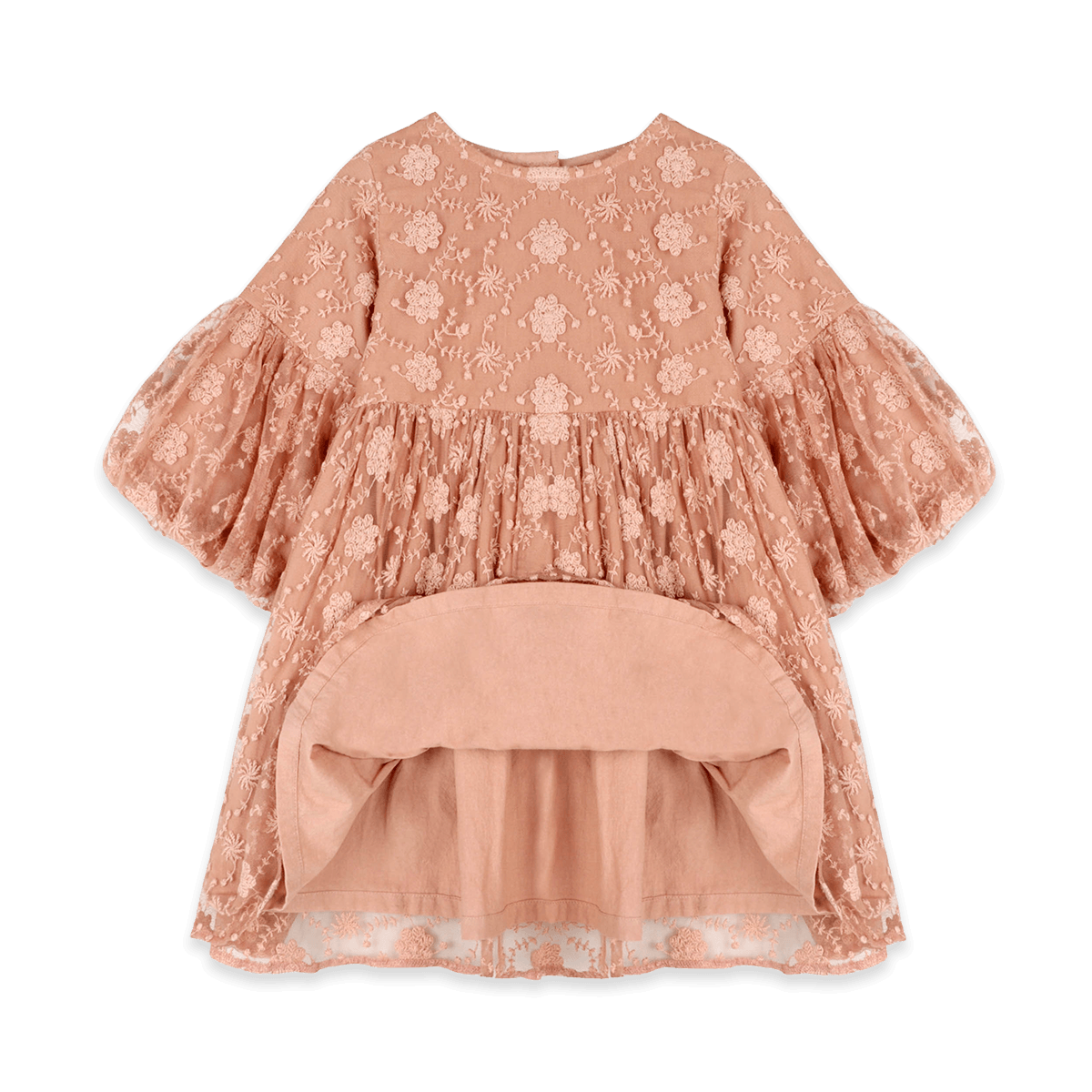 Natalie Embroidered Tutu Girl Dress - Dusty Rose (Organic Cotton) - Voile Lining