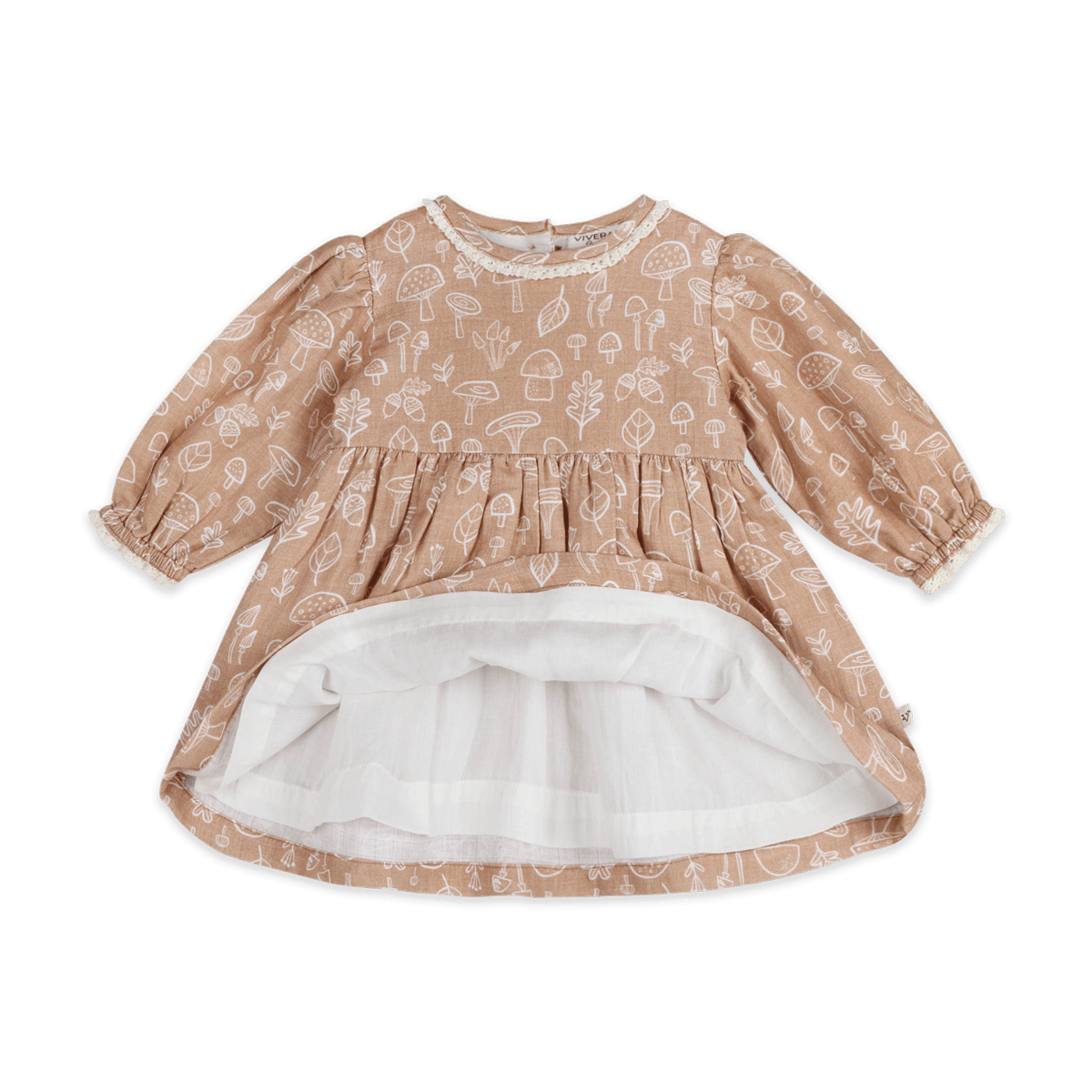 Mushroom Baby Dress & Bloomer (Organic Muslin) - Voile Lining
