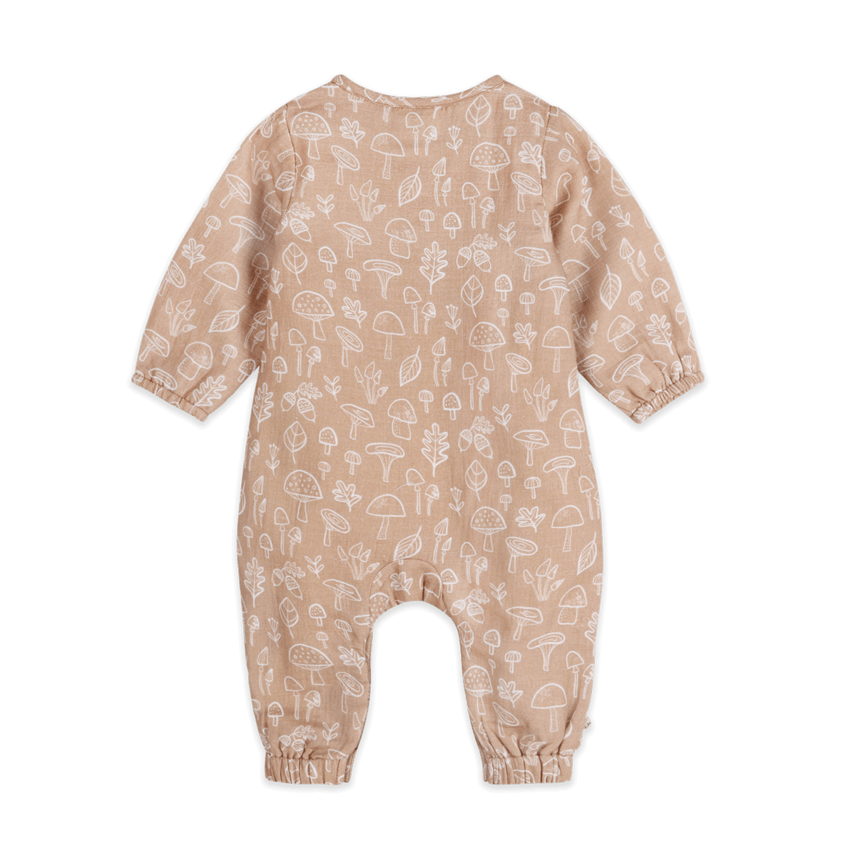 Mushroom Button Front Baby Jumpsuit (Organic Muslin) - Back