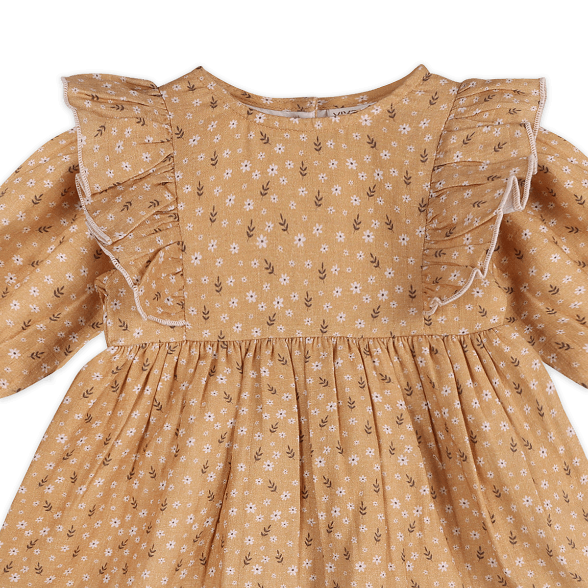 Floral Ruffle Baby Dress & Bloomer (Organic Muslin) - Detail