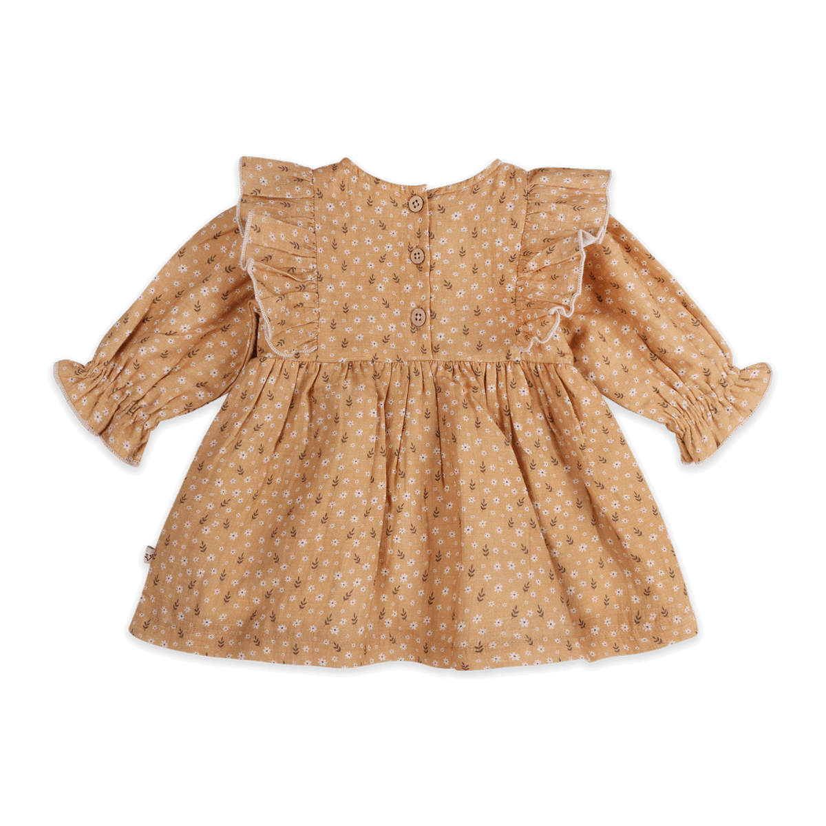 Floral Ruffle Baby Dress & Bloomer (Organic Muslin) - Back