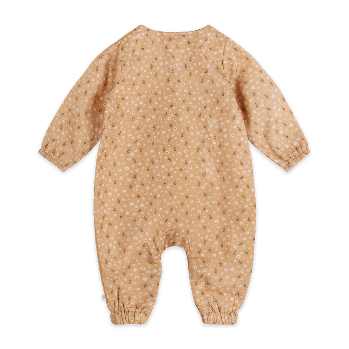 Floral Button Front Baby Jumpsuit (Organic Muslin) - Back