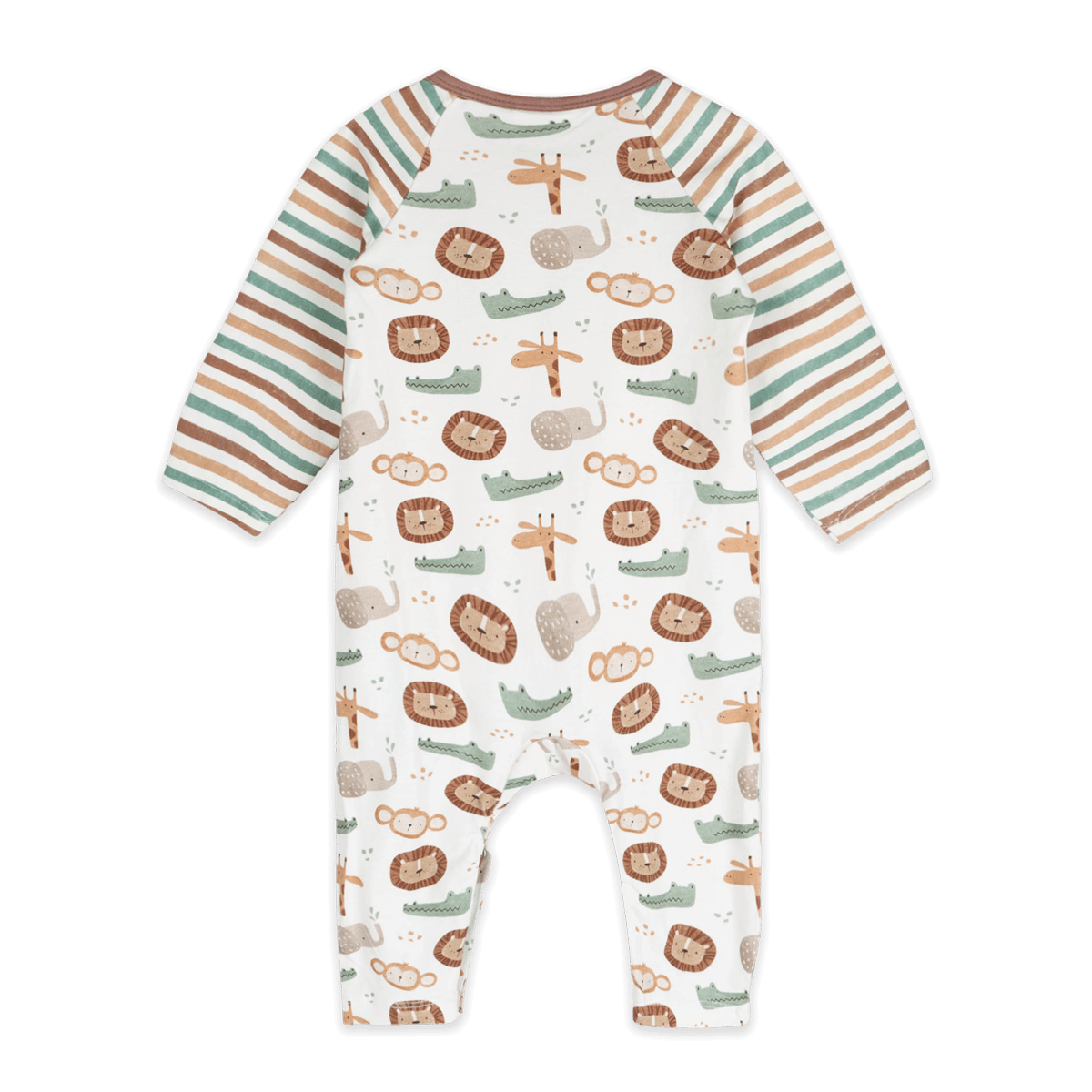Safari Animals Kangaroo Pocket Baby Jumpsuit (Organic Jersey) - Back