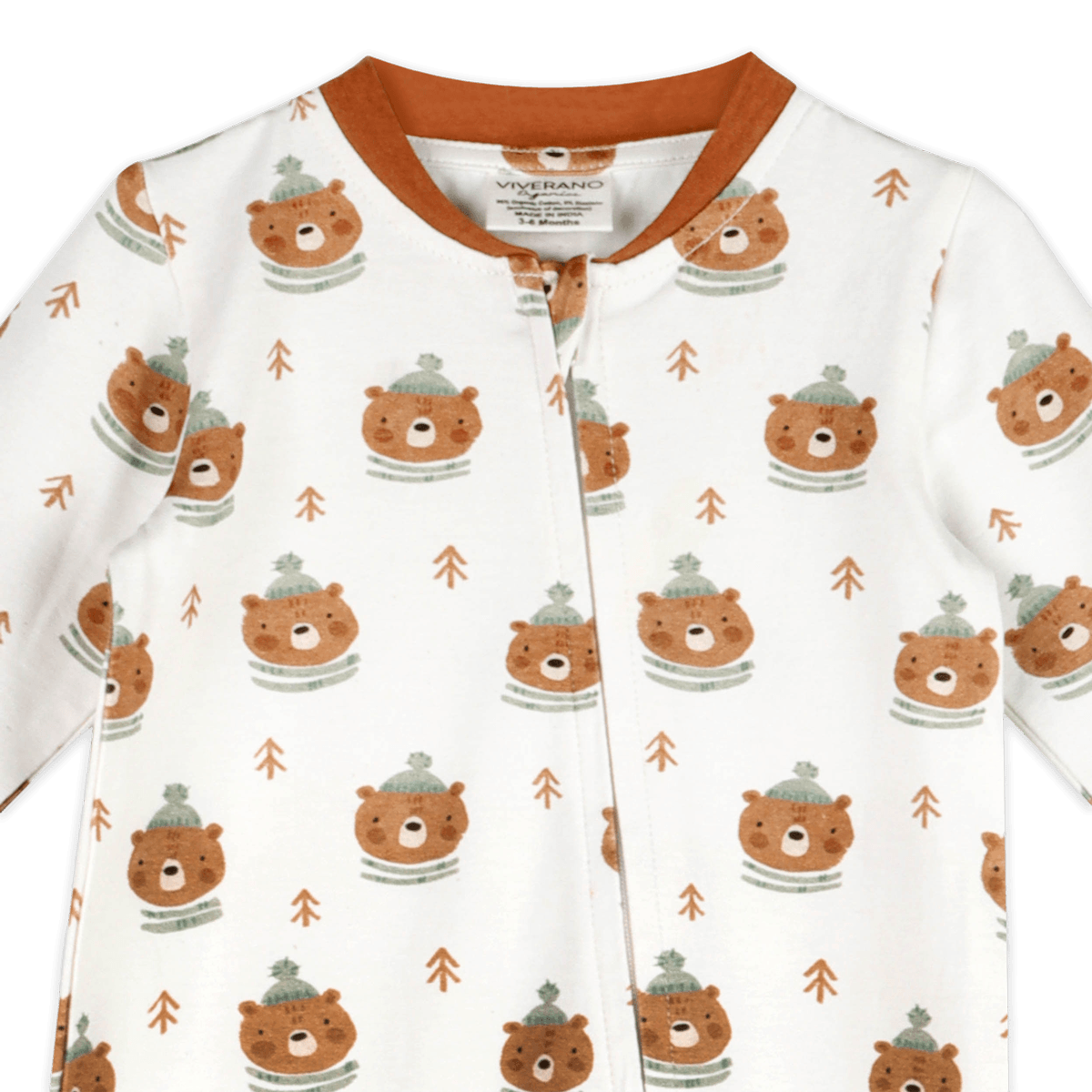 Bears Baby Zip Footie (Organic Jersey) - Detail