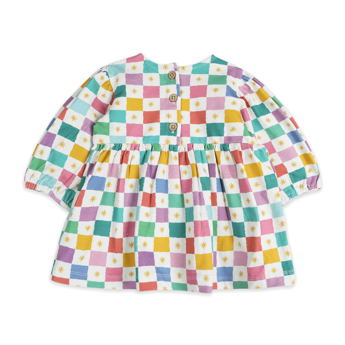Colorful Checks Baby Dress & Bloomer (Organic Jersey) - Back