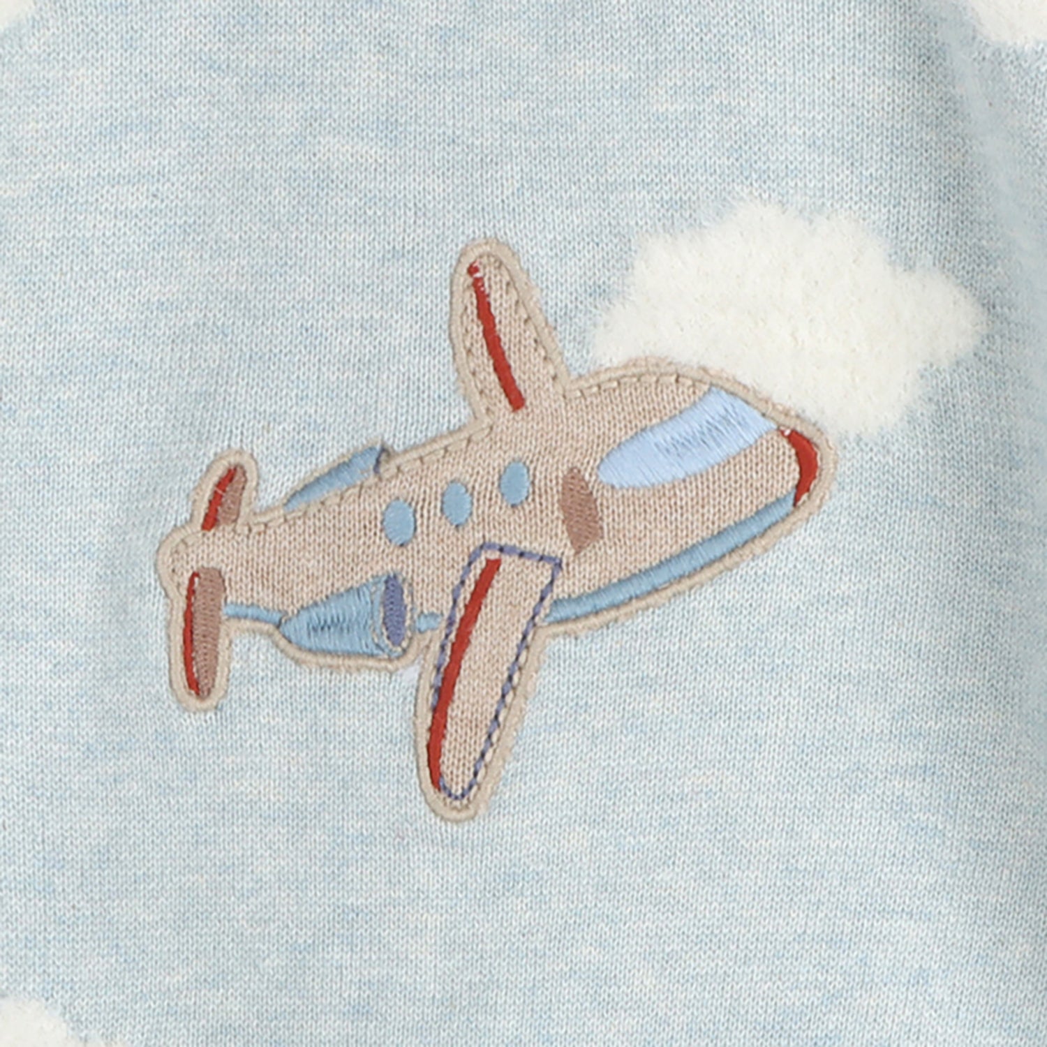 Airplane Applique Baby Knit Pullover Detail (Organic Cotton)