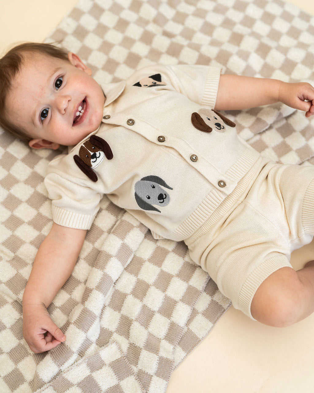 Doggy Embroidered Baby Shirt & Shorts Set (Organic Cotton) - Model