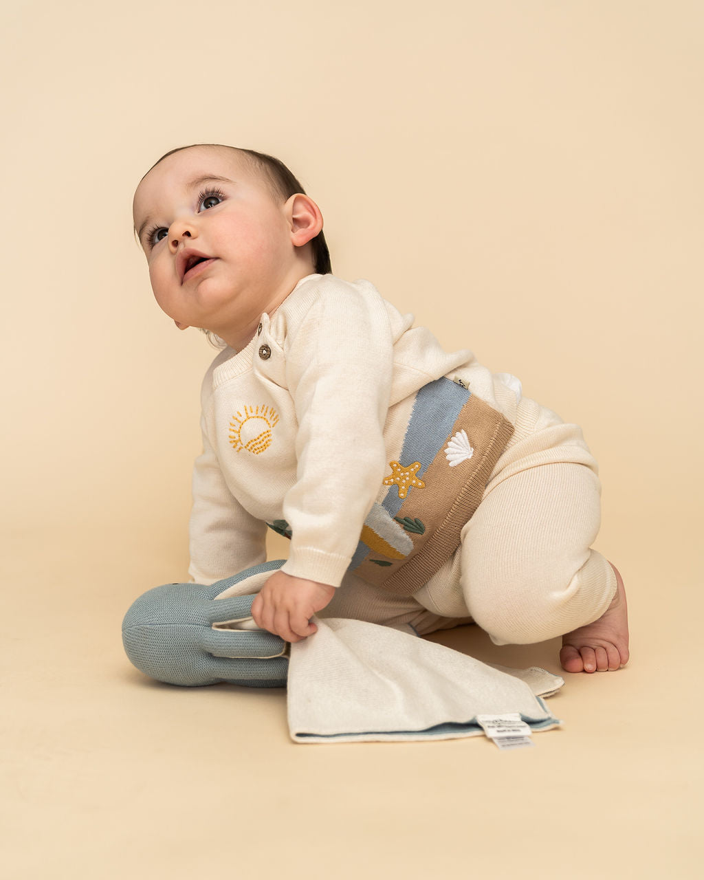 Surf Embroidered Baby Knit Pullover (Organic Cotton) - Model